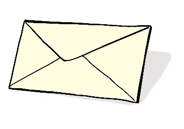 Geschlossener Briefumschlag in heller Farbe mit Schatten