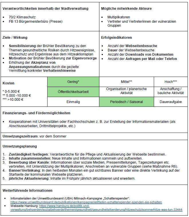 Beispielhafter Maßnahmensteckbrief (S.2) aus der Gruppe 